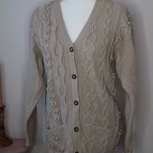 Vintage L.L. Bean Cotton/Wool Cardigan Tan MEDIUM